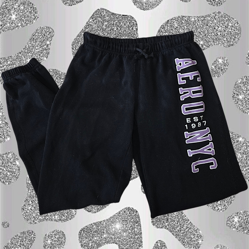 Aeropostale Black Joggers with Purple Logo